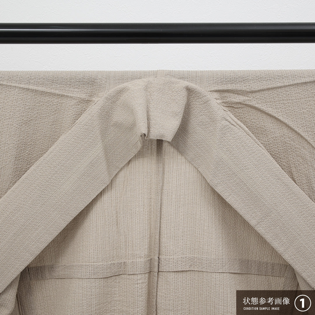 洗える着物 木綿の紬 単衣 身丈172cm 裄丈67cm 木綿 Sランク カジュアル 広衿 XLサイズ 抽象柄 クリーム系 RP 1223-17276