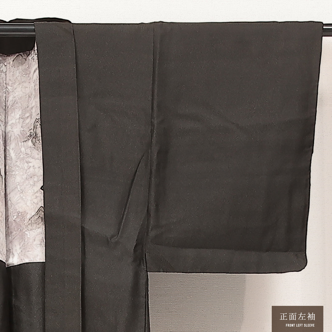 羽織 男性用 袷 身丈87cm 裄丈64cm 正絹 Bランク カジュアル XSサイズ 無地 グレー系 RP 1235-17227