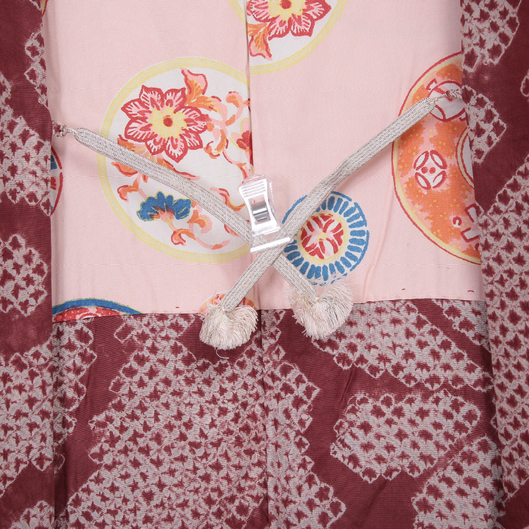 羽織 袷 身丈83cm 裄丈62cm 正絹 Aランク カジュアル Sサイズ 唐草 鹿の子柄 クリーム系 HP 1232-05810