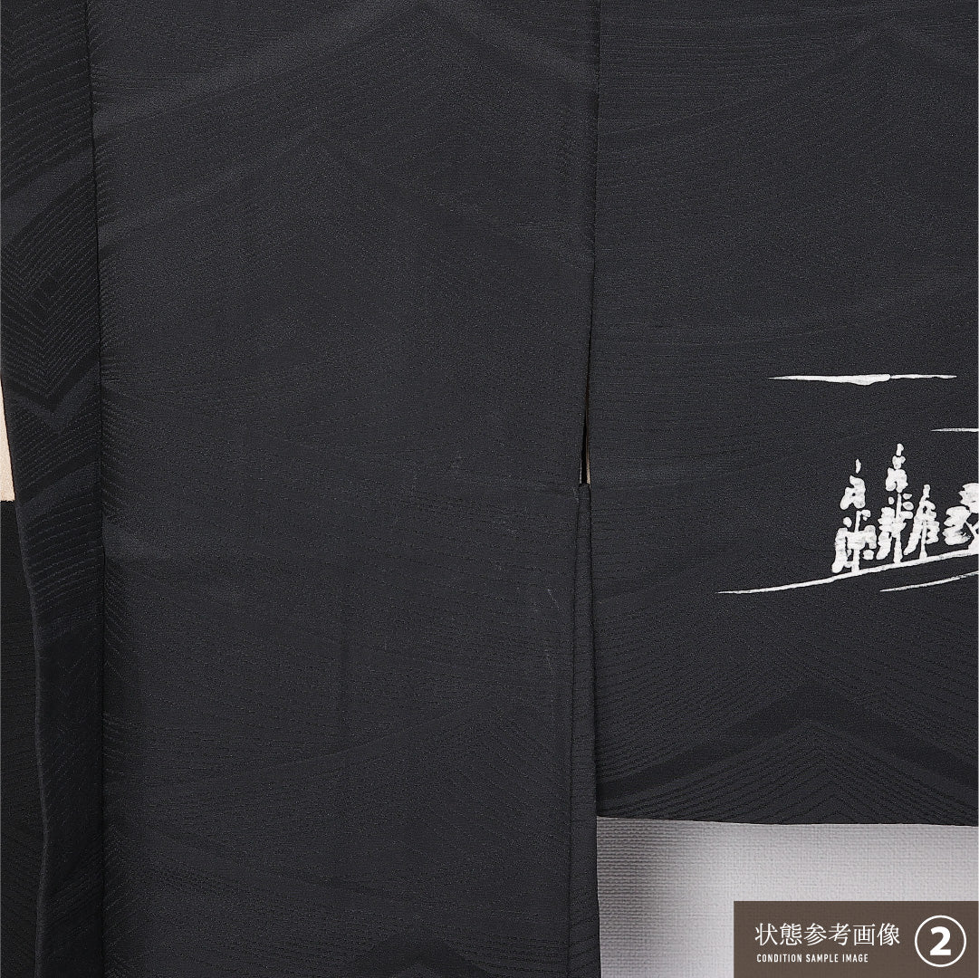 黒羽織 袷 身丈79cm 裄丈62cm 正絹 Aランク インフォーマル Sサイズ 絵羽羽織 茶屋辻 黒系 RP 1233-11168