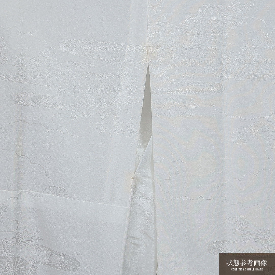 長襦袢 無双袖 身丈130cm 裄丈64cm 正絹 Bランク Lサイズ 流水 菊 白系 HP 1239-14471