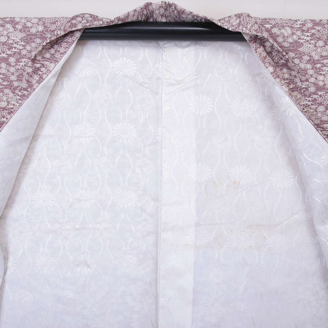 羽織 袷 身丈76cm 裄丈61cm 正絹 Aランク Sサイズ カジュアル ちりめん 紅葉 紫系 1217-06003