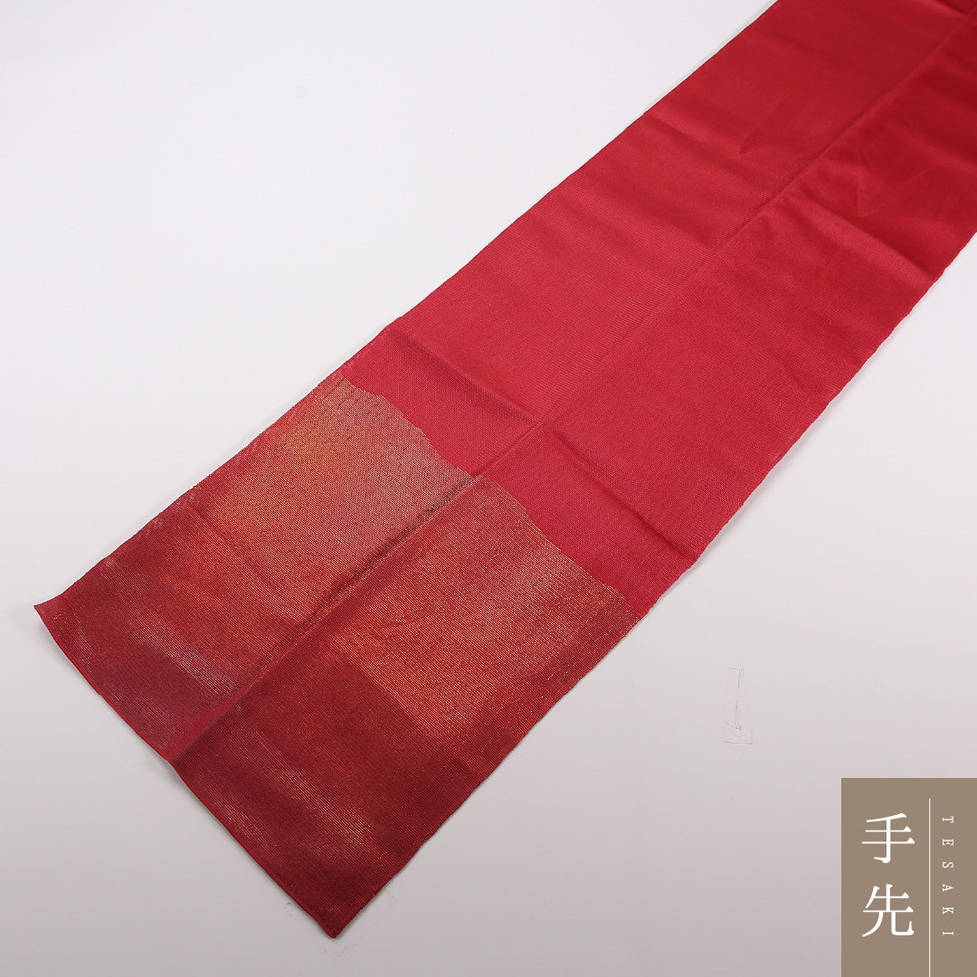 夏物 袋帯 帯丈418cm 正絹 ポイント柄 セミフォーマル 植物柄 赤系 1243-02489