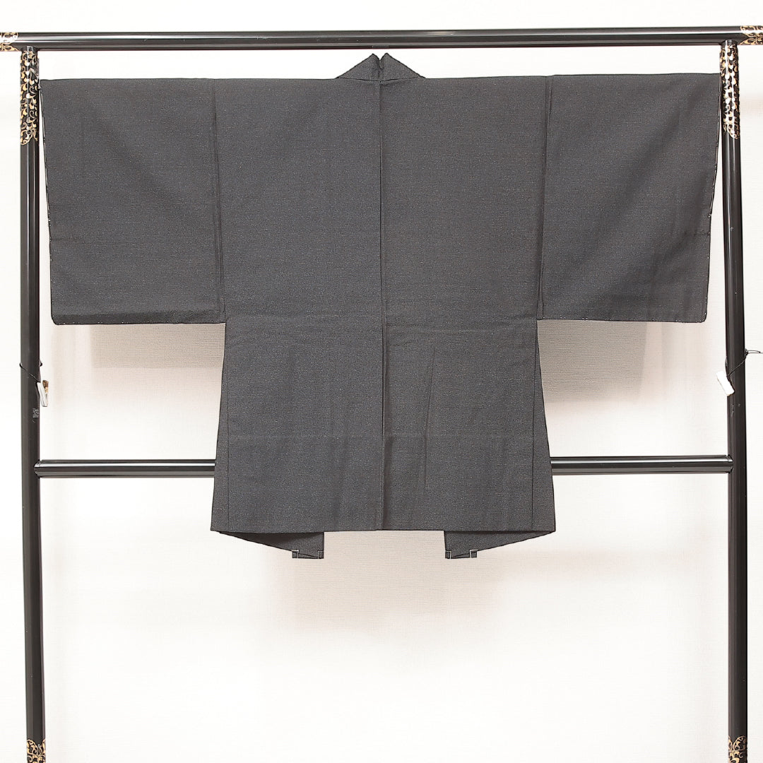 アンサンブル 洗える着物 ウールの男着物 単衣 身丈139cm 裄丈34cm ウール Sランク カジュアル 棒衿 Mサイズ 居敷当て 肩当て 無地 グレー系 RP 1224-17236