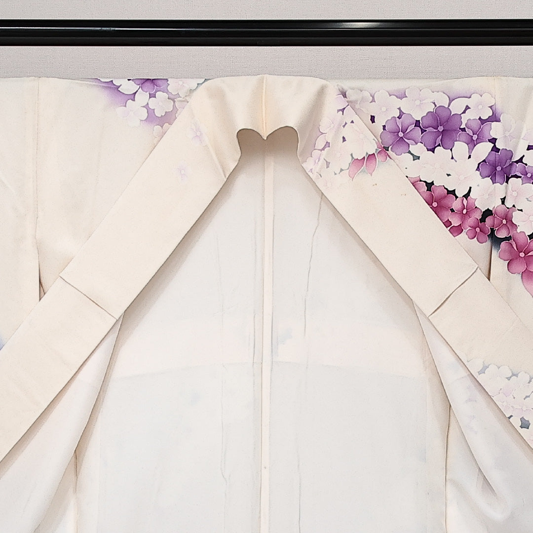 振袖 袷 身丈162cm 裄丈67cm 正絹 Aランク フォーマル 広衿 Lサイズ 花柄 白系 RP 1215-06870