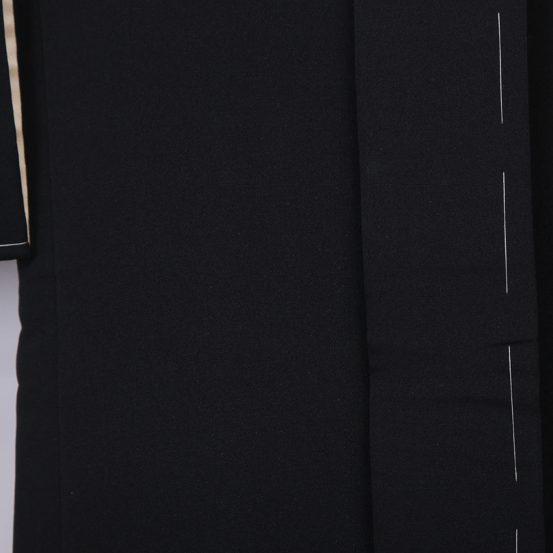 黒羽織 袷 身丈74cm 裄丈63cm 正絹 Aランク インフォーマル Sサイズ しつけ糸 松葉 黒系 RP 1233-05955