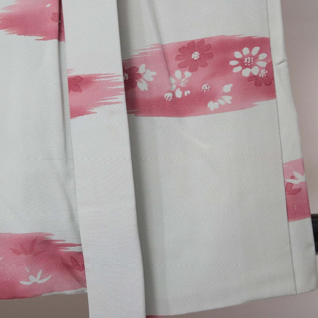 羽織 袷 身丈84cm 裄丈63cm 正絹 Cランク カジュアル Sサイズ 菊 紅葉 グレー系 HP 1232-06122