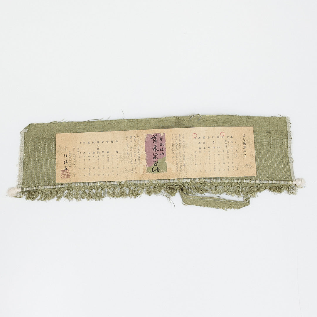 未使用品 結城紬 袷 身丈159cm 裄丈63cm 正絹 Sランク カジュアル 広衿 Mサイズ 証紙 しつけ糸 無地 緑系 UR 1223-14386