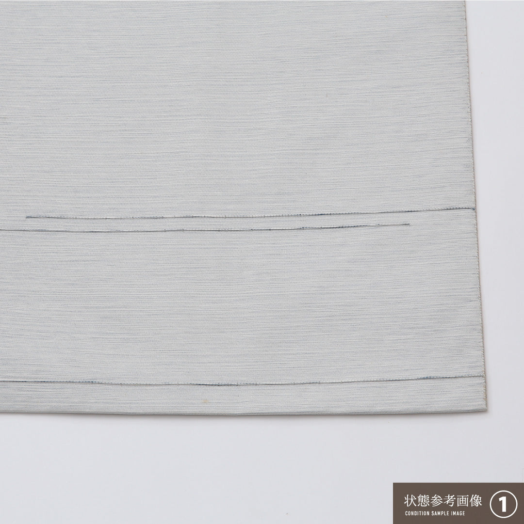 夏物 名古屋帯 ポイント柄 帯丈351cm カジュアル Aランク 正絹 切嵌め 紗 金駒刺繍 植物柄 グレー系 1224-02032