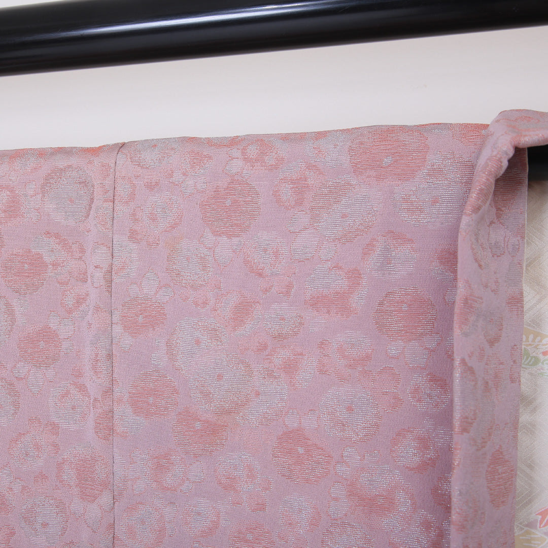 羽織 袷 身丈74cm 裄丈62cm 正絹 Bランク カジュアル Sサイズ 紐あり 花柄 ピンク系 HP 1232-05948