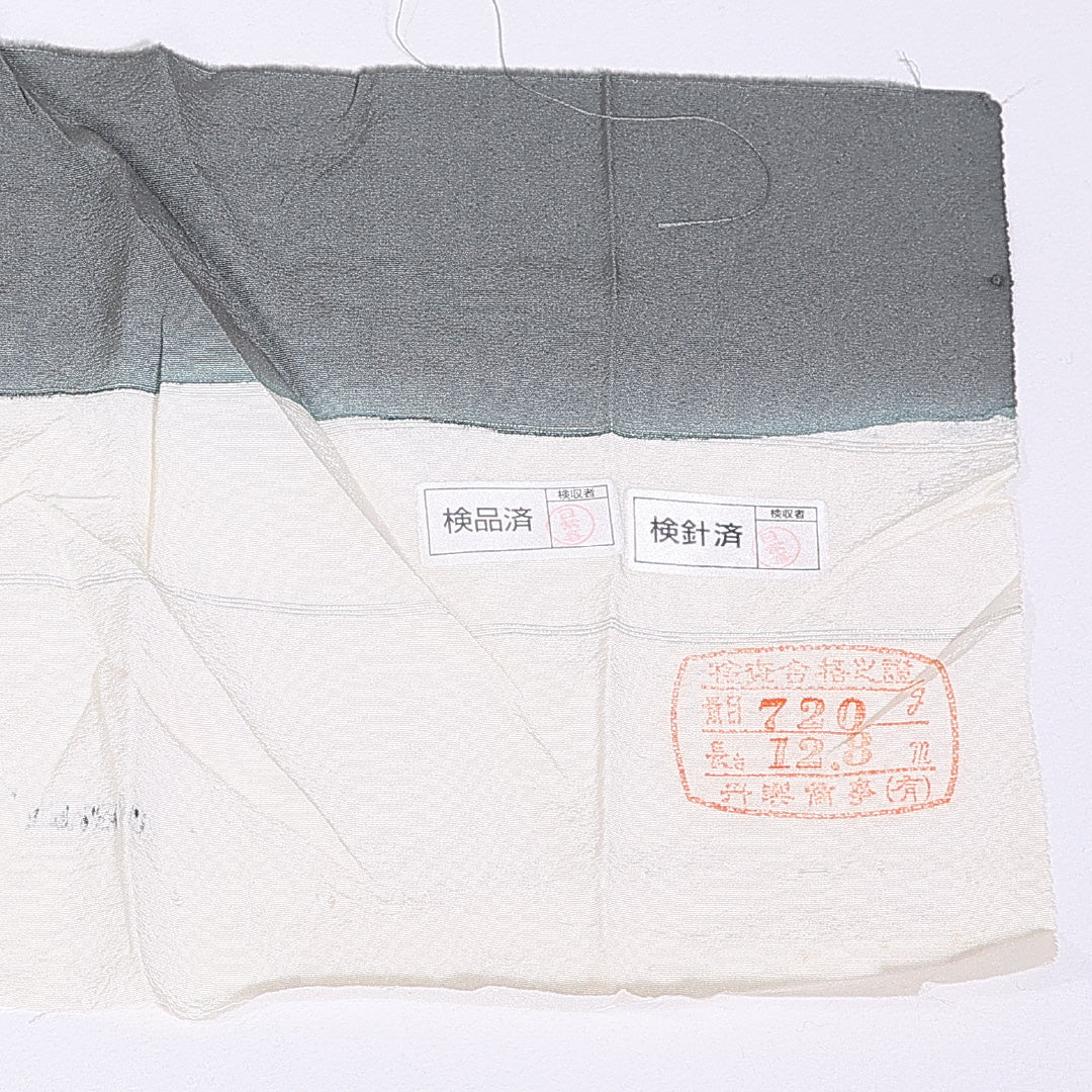 訪問着 (ちりめん) 袷 身丈150cm 裄丈66cm 正絹 Aランク セミフォーマル 広衿 Sサイズ 更紗 証紙 花柄 ちりめん グレー系 M4 1217-11209