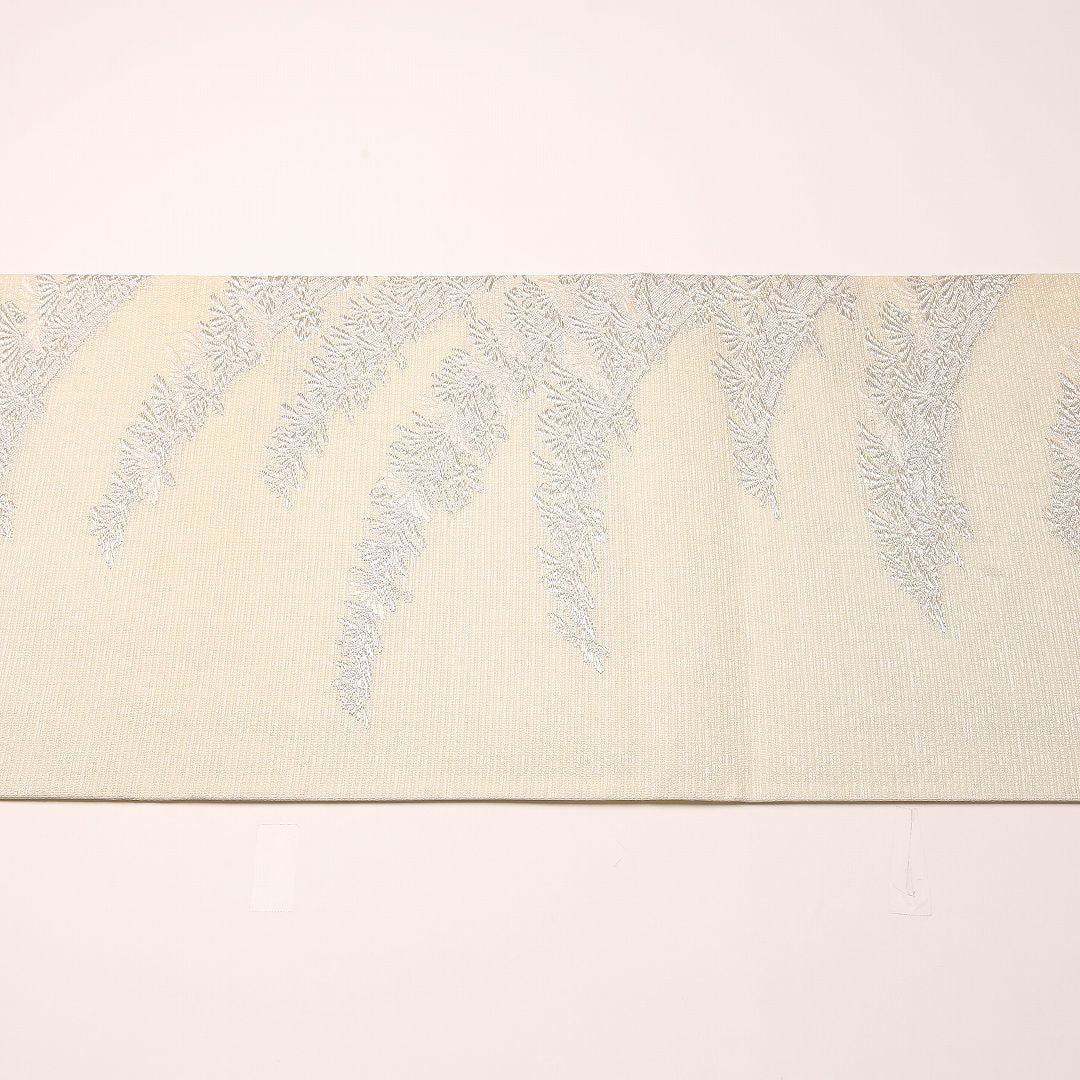 夏物 袋帯 帯丈438cm 正絹 六通 セミフォーマル 松 緑系 クリーム系 1243-02464