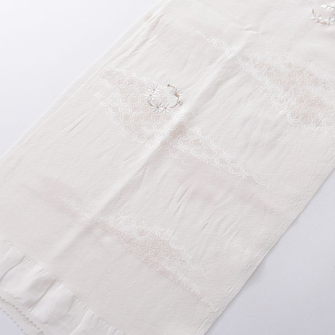 帯揚げ 留袖用 正絹 綸子 刺繍 白系 1252-00676