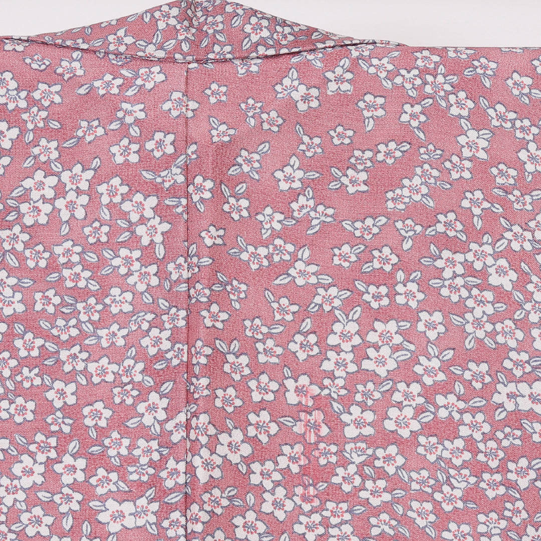 小紋 袷 身丈155cm 裄丈67cm 正絹 Aランク インフォーマル 広衿 Mサイズ 花柄 ピンク系 RP 1221-01964