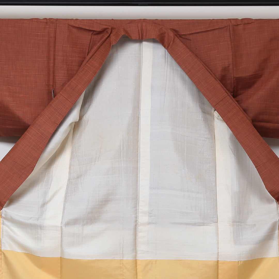 紬 袷 身丈153cm 裄63cm 正絹 茶系 Aランク 1216-00575-3214 1216-00575