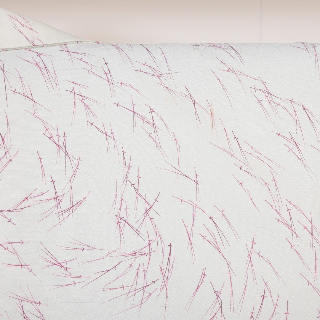 小紋 袷 身丈156cm 裄63cm クリーム系 観世水 松葉 洗える着物 Bランク 1215-01862-4315