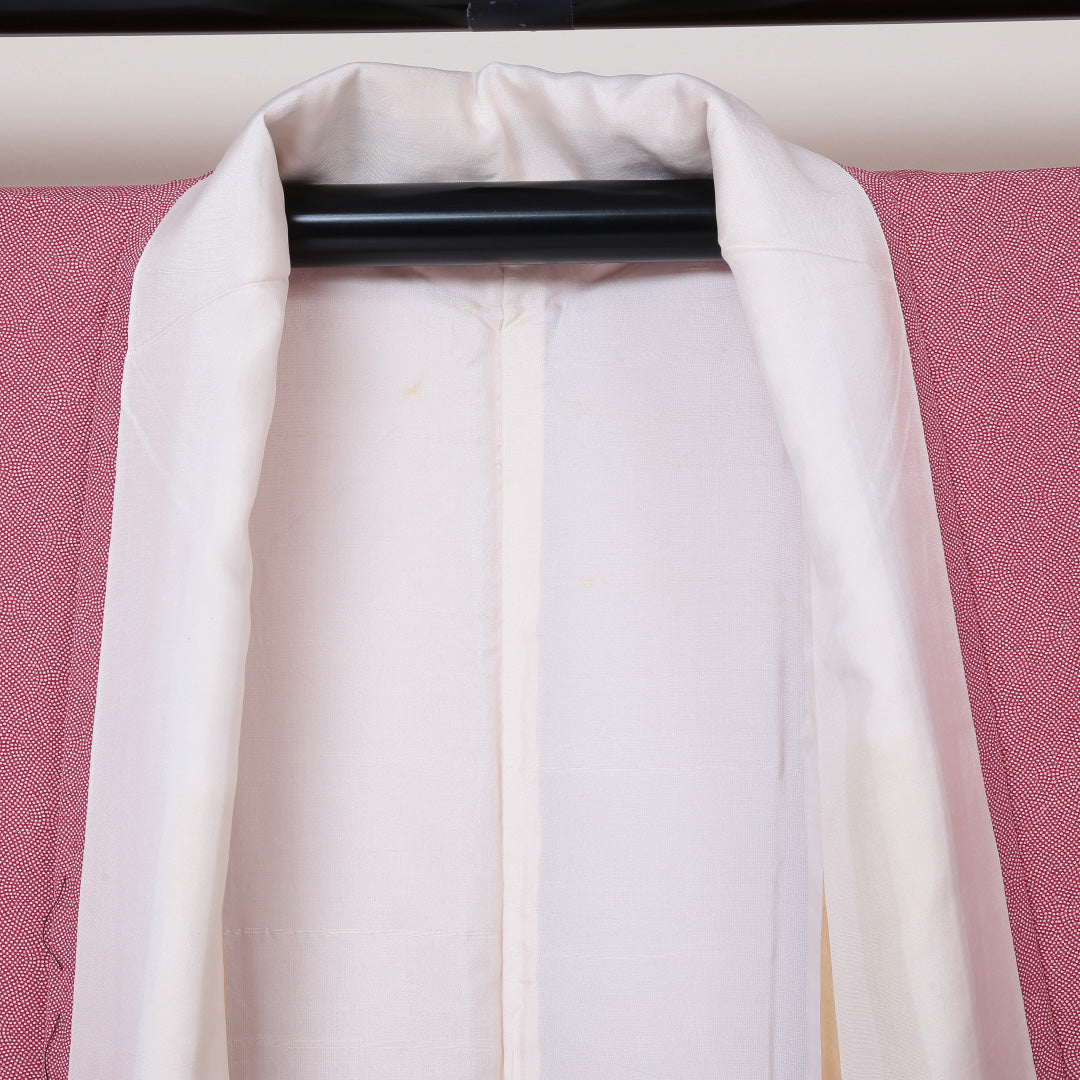 江戸小紋 袷 身丈158cm 裄63.5cm ピンク系 正絹 Bランク 1215-01577-4313