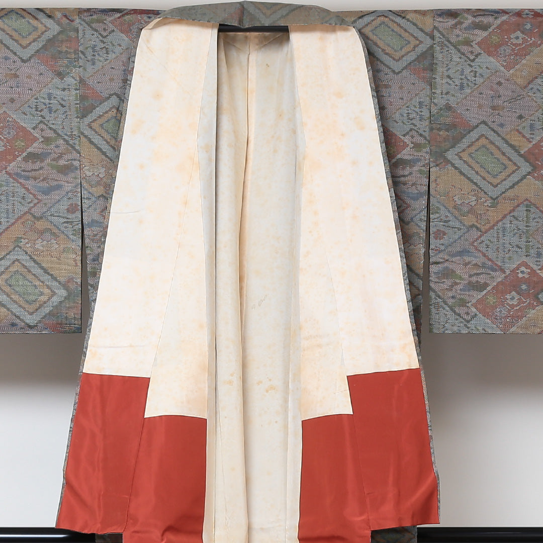 大島紬 袷 身丈153cm 裄62.5cm 正絹 グレー系 Aランク 1216-00552