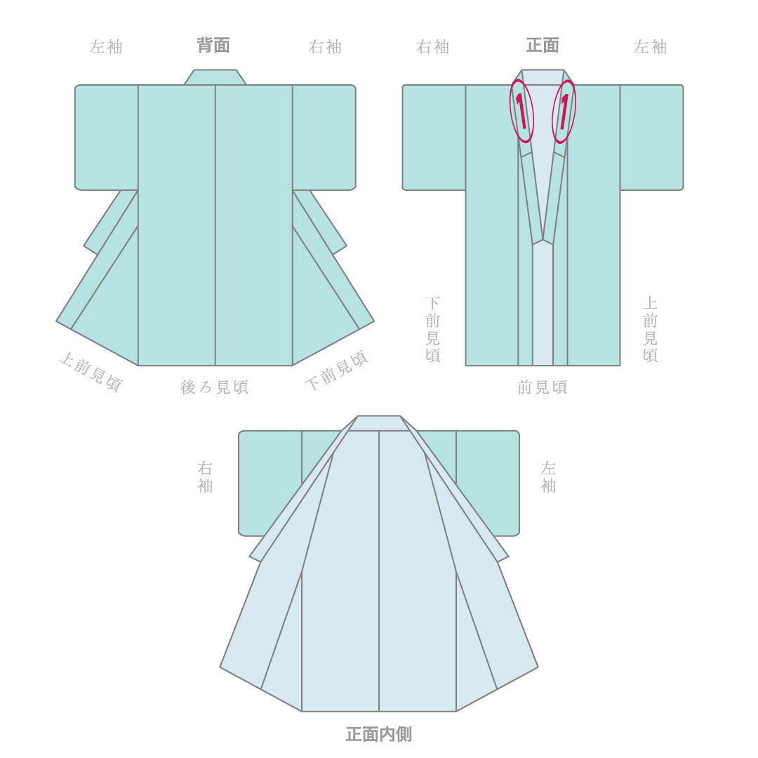 色無地 身丈157cm 裄丈65.5cm Aランク M 正絹 袷 広衿 地紋あり 波 カジュアル 緑系 1214-12020