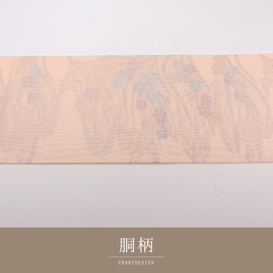 夏物 袋帯 帯丈430cm 正絹 六通 セミフォーマル 流水 紅葉 ピンク系 1243-02504