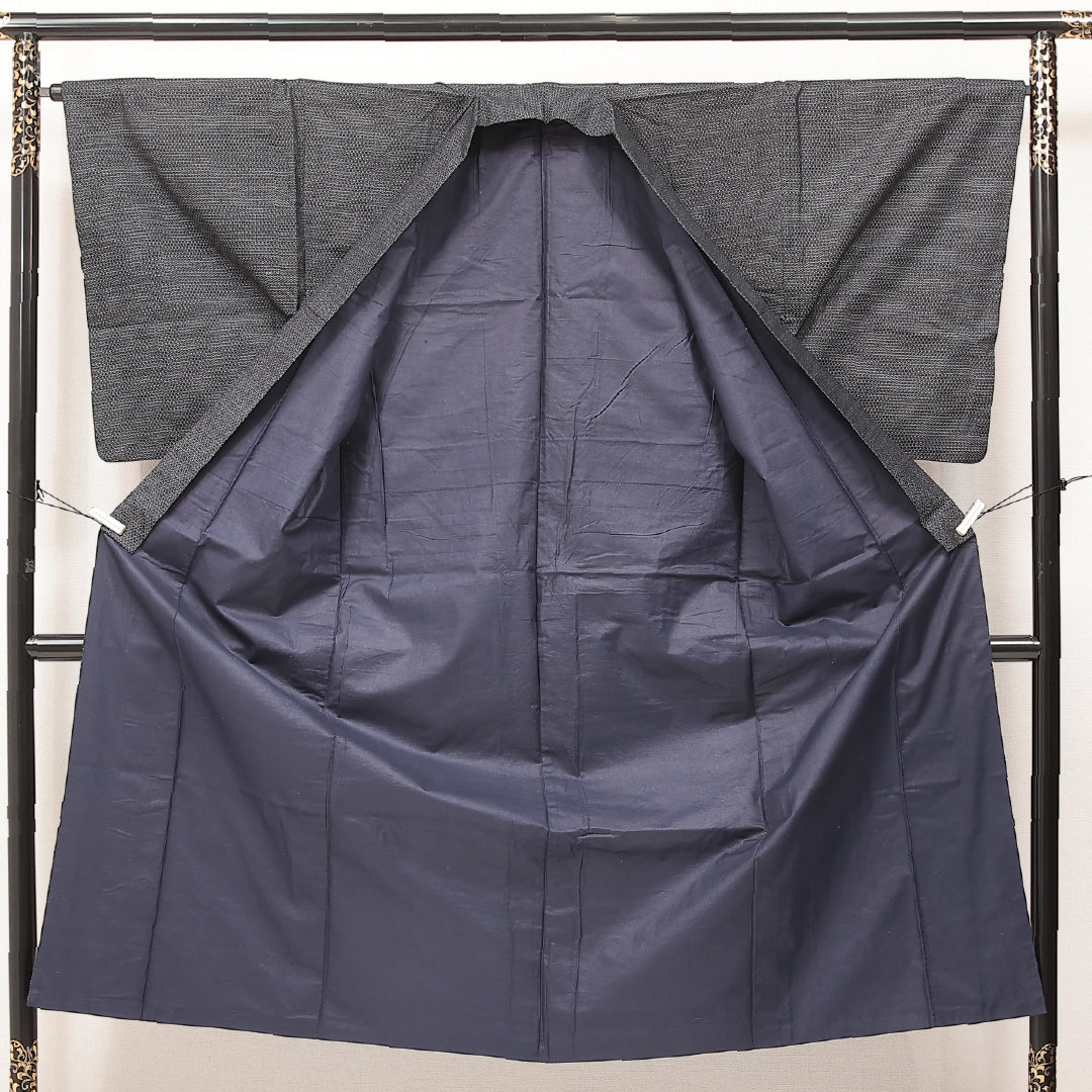 アンサンブル 男着物 袷 身丈142cm 裄丈34cm 正絹 Aランク カジュアル 棒衿 2XLサイズ 十字絣 グレー系 RP 1224-17237