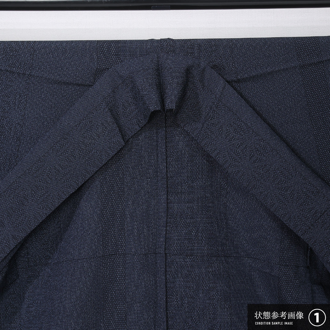 紬 身丈148cm 裄丈65.5cm Sランク XS 正絹 単衣 広衿 麻の葉 カジュアル 紺系 1216-12220