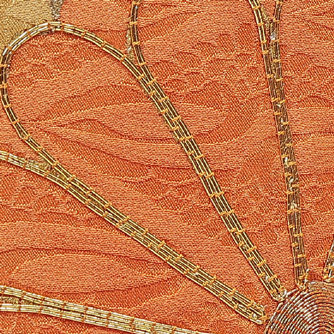 振袖 袷 身丈168cm 裄丈66cm 正絹 Sランク フォーマル 広衿 XLサイズ 金駒刺繍 菊 朱系 RP 1215-07010