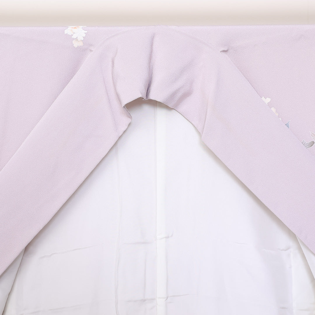訪問着 袷 身丈154cm 裄63cm 正絹 人物 手描き 桜 作家物 落款 Bランク 1212-00720