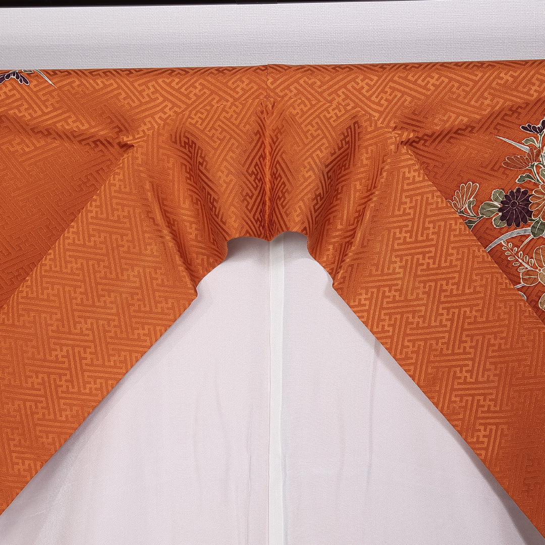 訪問着 身丈159cm 裄丈66cm 正絹 Aランク 袷 広衿 菊 菖蒲 紋意匠 紗綾形 1212-10405