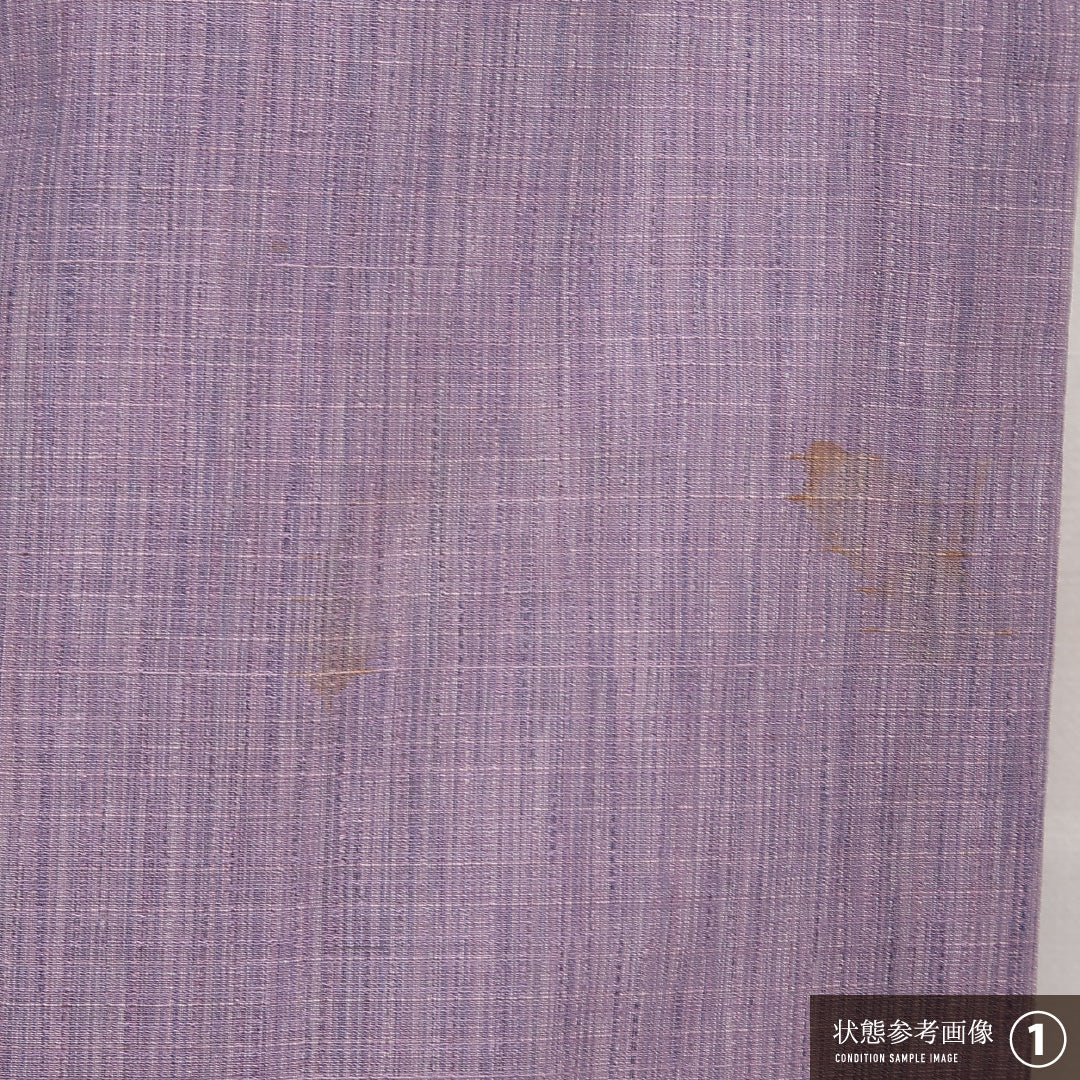 夏物 紬 夏紬 身丈154cm 裄丈62.5cm Bランク 正絹 バチ衿 Sサイズ カジュアル 無地 紫系 素朴 落ち着き 1216-13231