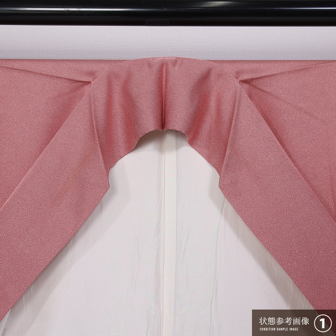 江戸小紋 (鮫) 袷 身丈158cm 裄丈65cm 正絹 Bランク インフォーマル 広衿 Mサイズ 極鮫 ピンク系 RP 1220-11278