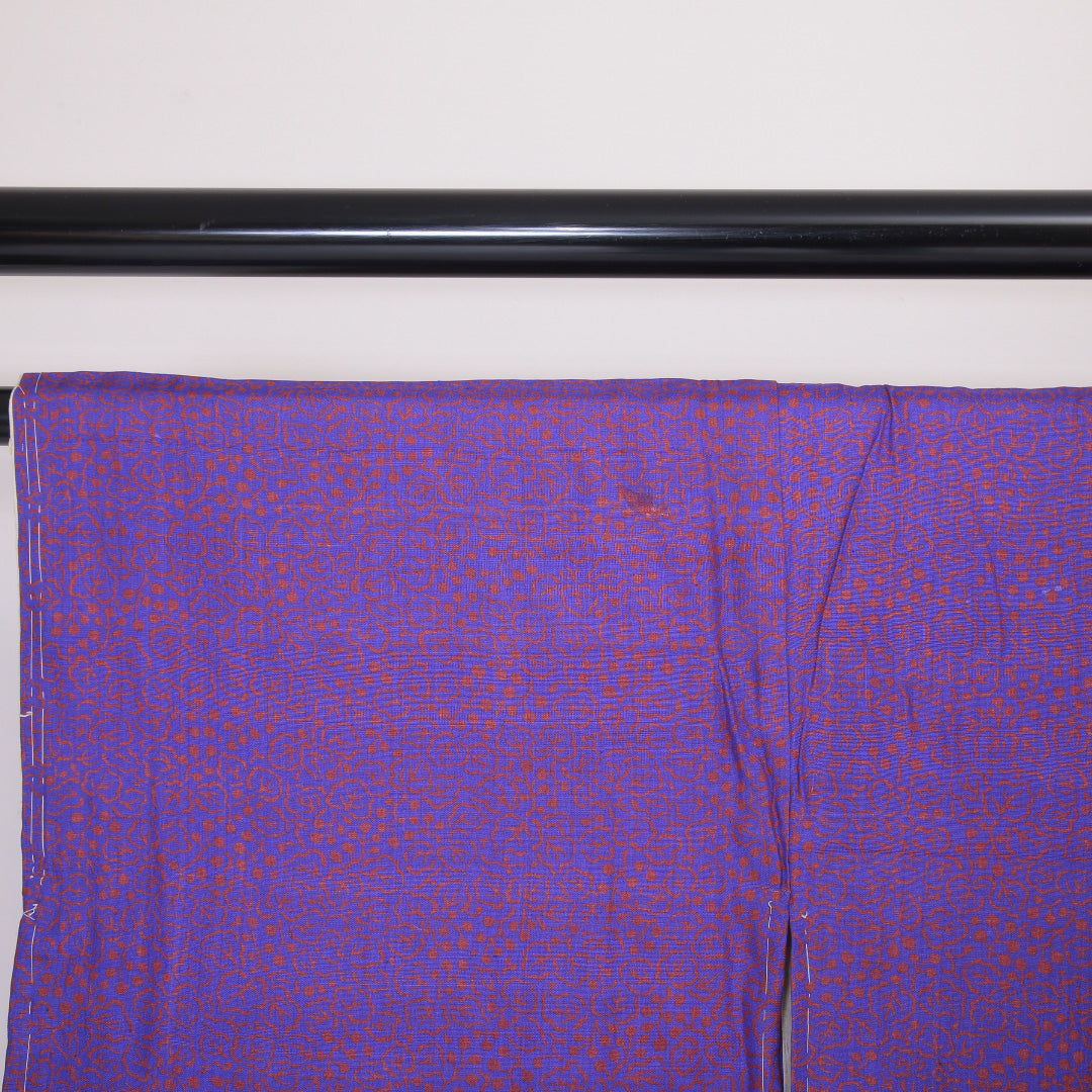 アンティーク 小紋 (錦紗) 袷 身丈147cm 裄丈62cm 正絹 Cランク 広衿 XSサイズ 唐草 紫系 RP 1221-02113