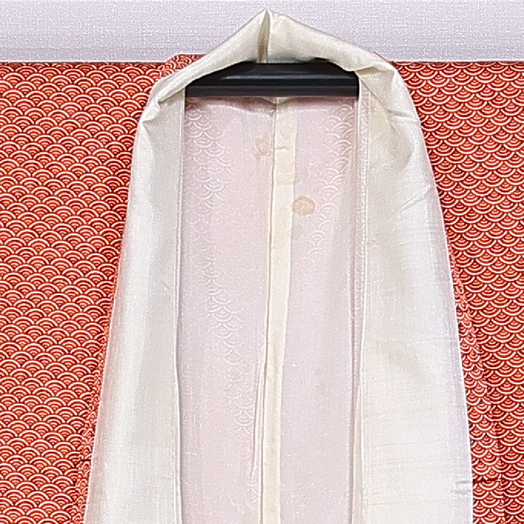 小紋 袷 身丈158cm 裄丈64cm 正絹 Bランク インフォーマル 広衿 Mサイズ 青海波 朱系 GP 1221-10526