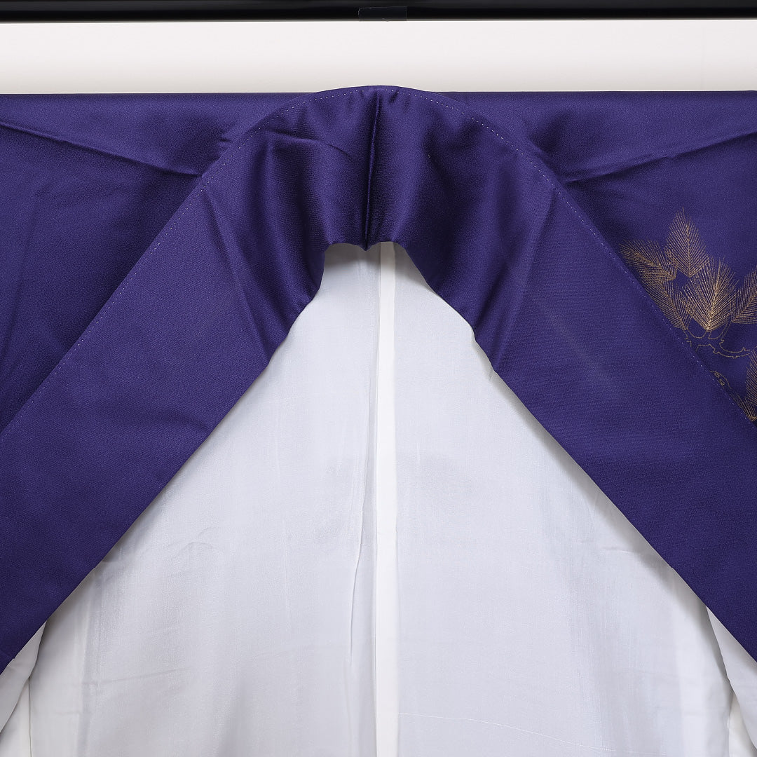 訪問着 袷 身丈158cm 裄64.5cm 正絹 金彩 扇子 鴛鴦 菖蒲 箔 松 Aランク 1212-00697