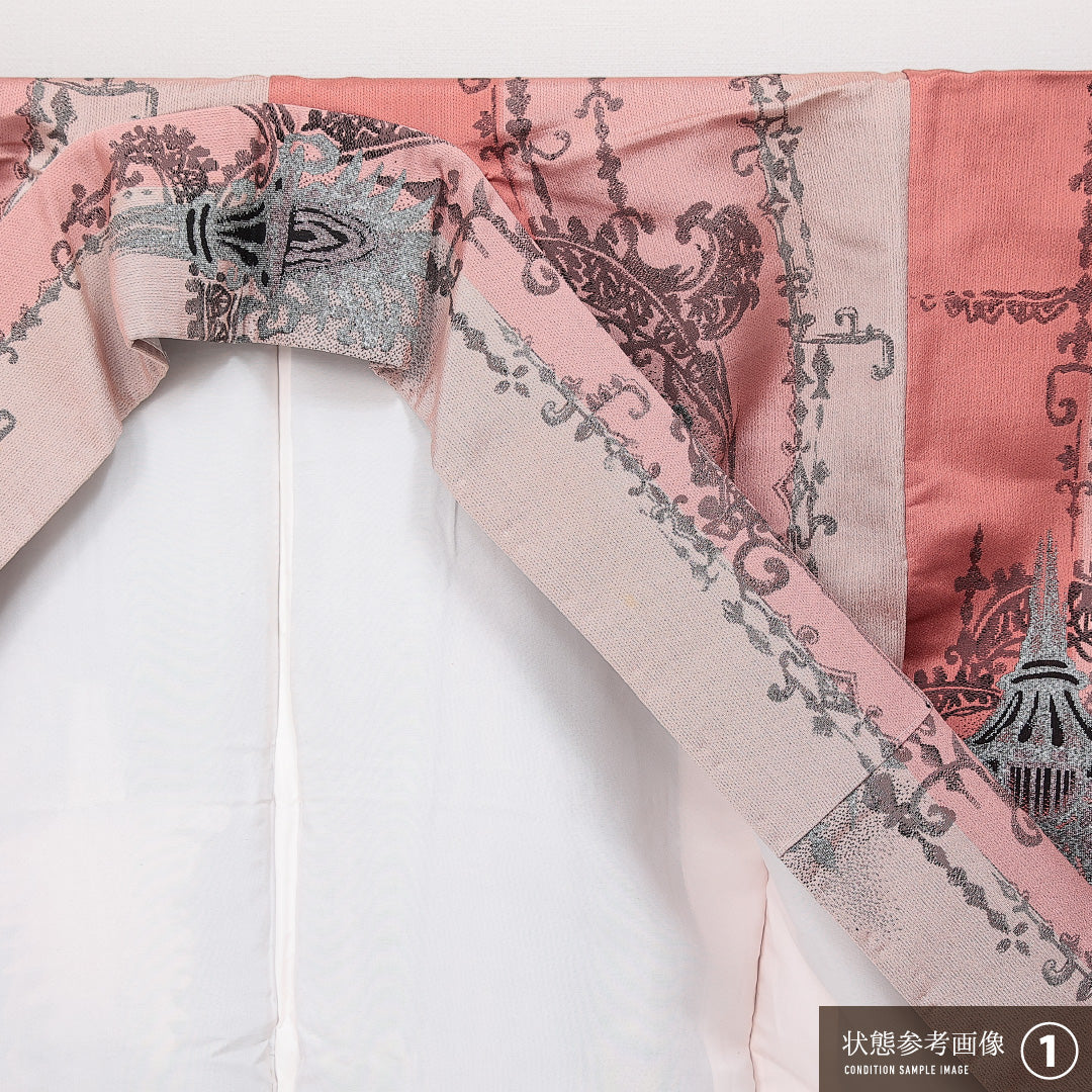 道行コート 袷 身丈85cm 裄丈62cm 正絹 Sランク セミフォーマル Sサイズ 格子 緑系 RP 1237-14666