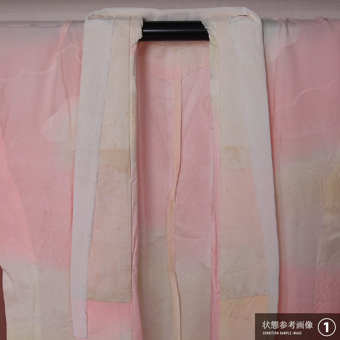 長襦袢 無双袖 身丈123cm 裄丈63cm 正絹 Bランク Sサイズ ピンク系 RP 1239-12644
