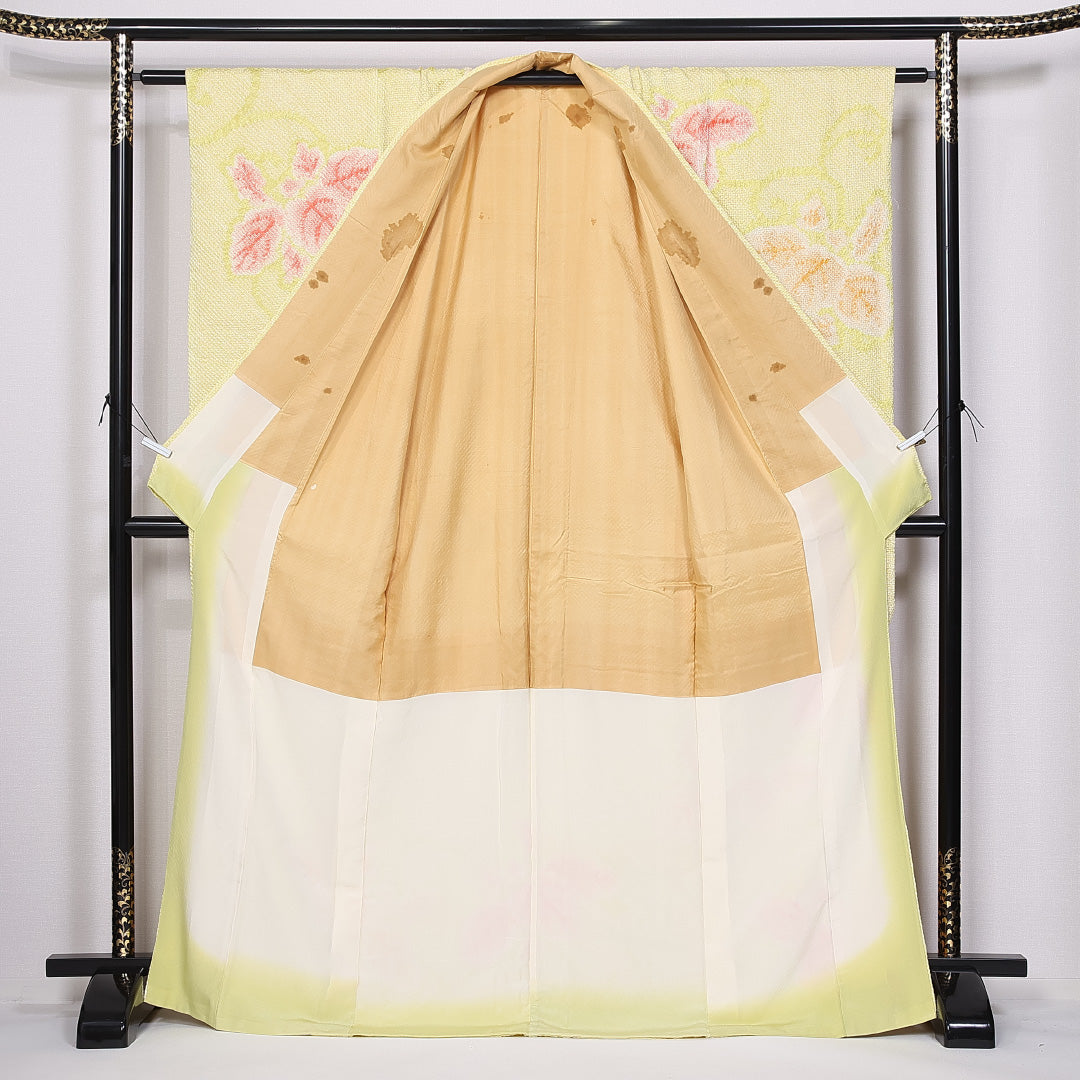 振袖 身丈171cm 裄丈64.5cm 袷 正絹 Aランク 広衿 総絞り 唐草 1213-F0369