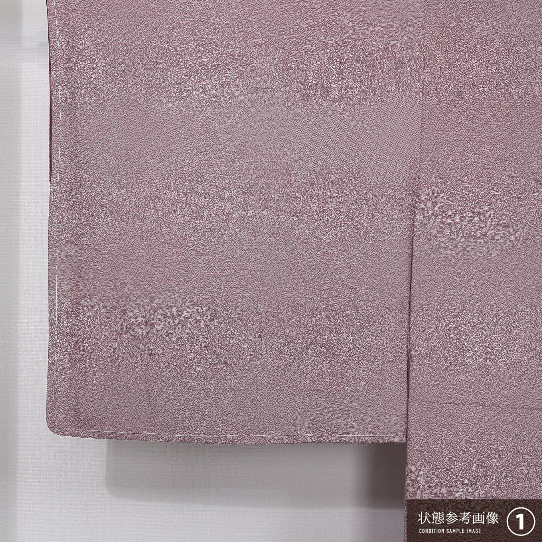 江戸小紋 身丈154cm 裄丈63.5cm Bランク S 正絹 袷 広衿 寄せ柄 カジュアル ピンク系 1262-11999