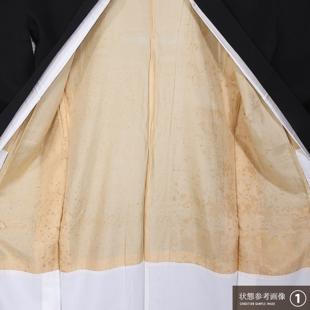 黒留袖 身丈149cm 裄丈61.5cm 袷 五つ紋 五三桐 正絹 Aランク バチ衿 比翼仕立て 鳳凰 1211-F0413