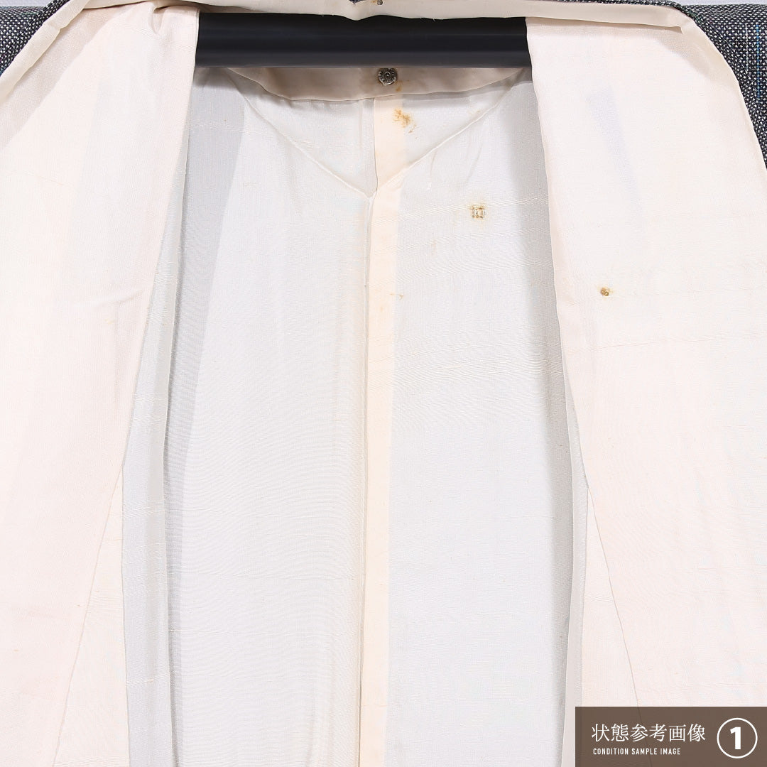 本場大島紬 袷 身丈153cm 裄丈62cm 正絹 Aランク インフォーマル 広衿 Sサイズ 証紙 創作柄 グレー系 M4 1223-11820