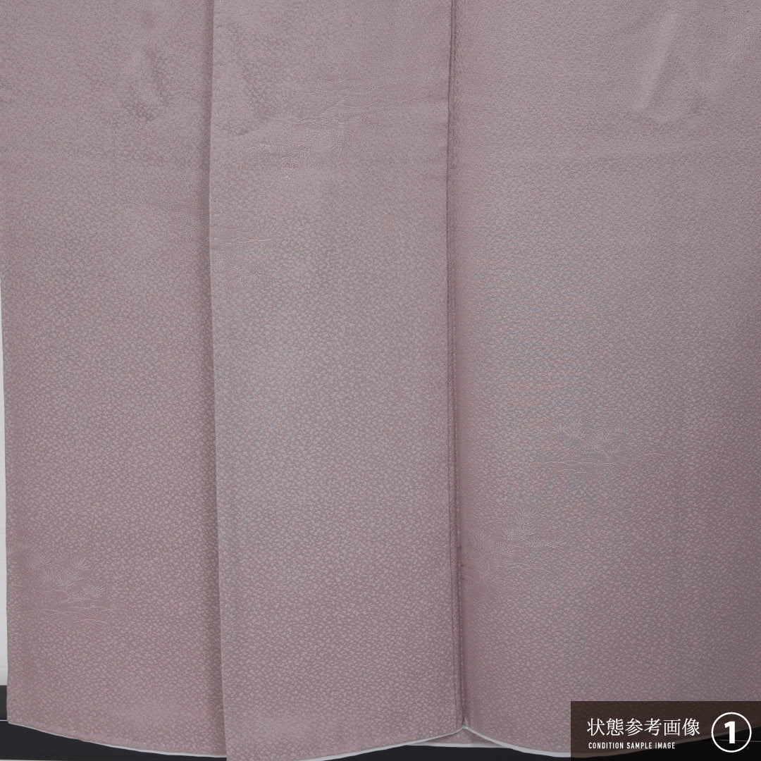 色無地 袷 身丈150cm 裄丈62cm 正絹 Aランク 紋意匠 (創作柄) インフォーマル 広衿 Sサイズ 茶系 RP 1219-11440