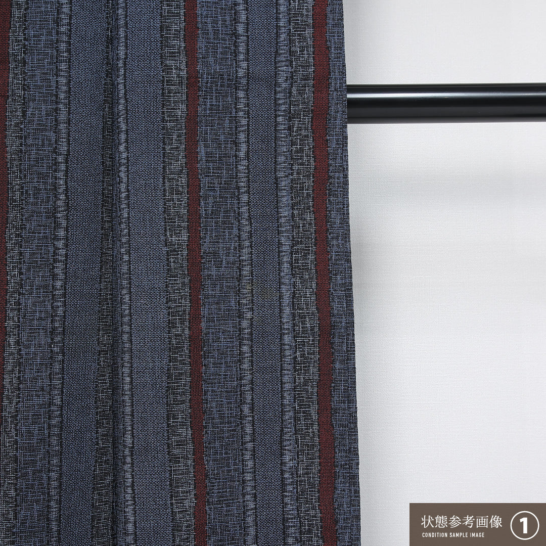 紬 袷 身丈154cm 裄丈63cm 正絹 Bランク カジュアル バチ衿 Sサイズ 縞 青系 RP 1223-12013
