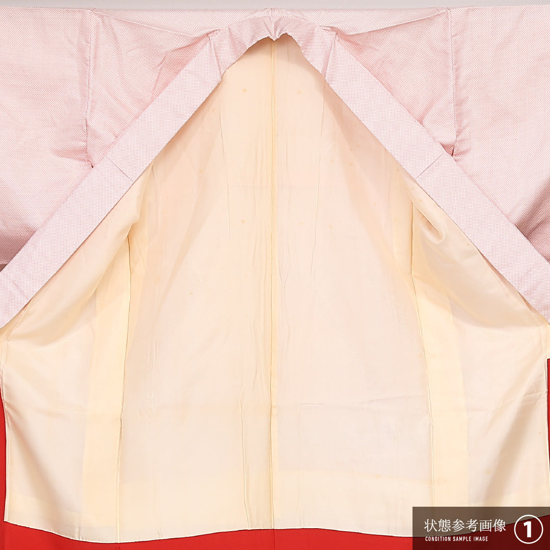 紬 袷 身丈164cm 裄丈65cm 正絹 Aランク カジュアル バチ衿 Lサイズ 蚊絣 白系 RP 1223-13190