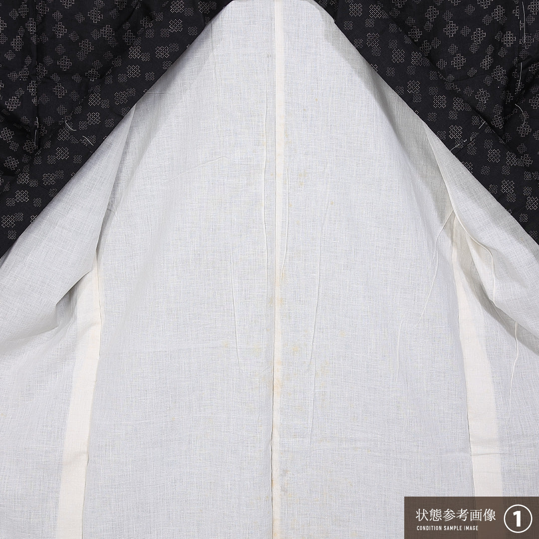 アンティーク 紬 袷 身丈145cm 裄丈61cm 正絹 Aランク バチ衿 XSサイズ 創作柄 黒系 RP 1223-11305