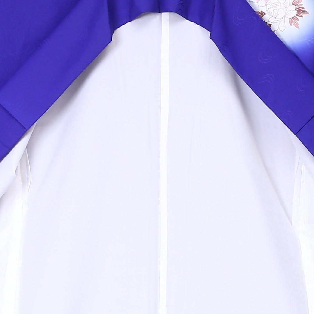 訪問着 袷 身丈159cm 裄丈66cm 正絹 Sランク セミフォーマル 広衿 Mサイズ 牡丹 青系 RP 1217-04477