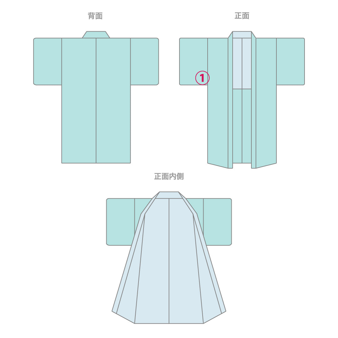 洗える着物 羽織 袷 身丈80cm 裄丈62cm ポリエステル Aランク カジュアル Sサイズ しつけ糸 創作柄 水色系 HP 1232-13875