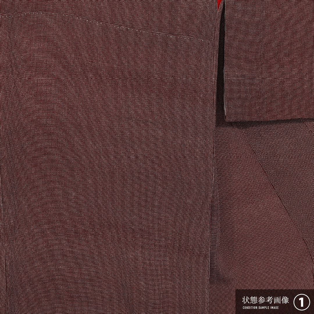 アンティーク 江戸小紋 (角通し) 袷 身丈148cm 裄丈61cm 正絹 Bランク バチ衿 XSサイズ 茶系 HP 1220-11011