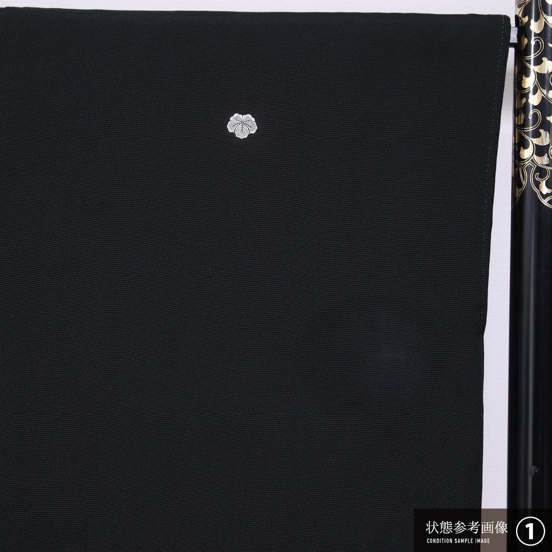 黒留袖 身丈168cm 裄丈66.5cm 袷 五つ紋 蔦 正絹 Bランク 広衿 雪輪 五重塔 吉祥文様 箔 比翼仕立て 1211-F0424