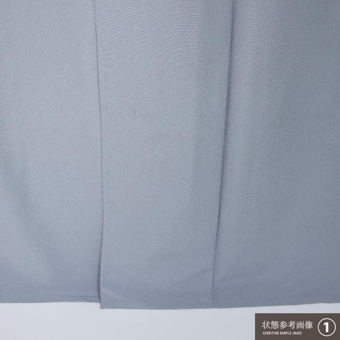 色無地 身丈162cm 裄丈65.5cm Bランク L 正絹 単衣 広衿 地紋なし 一つ紋 蔦 セミフォーマル グレー系 1214-12038