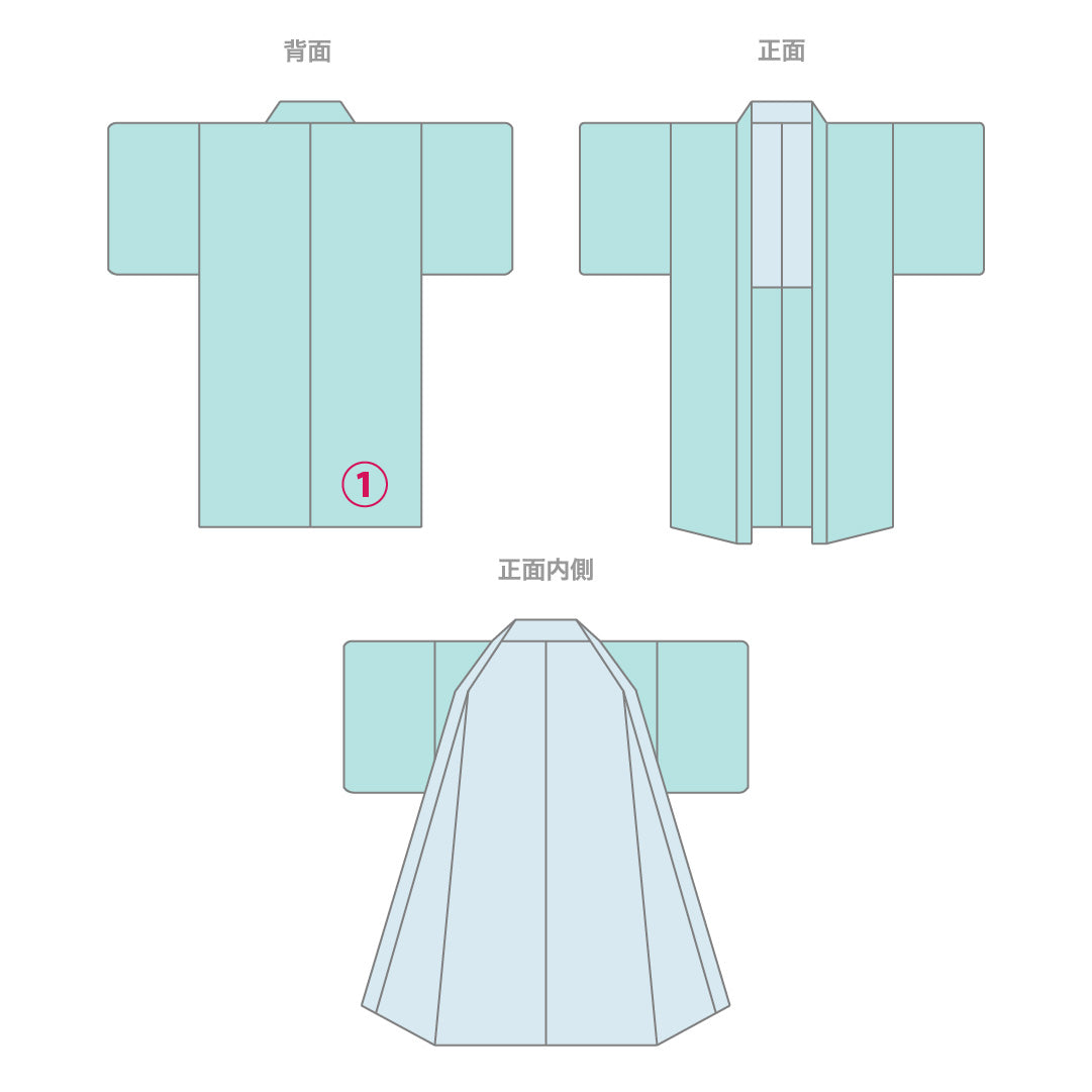 道中着 夏物 洗える着物 身丈81cm 裄丈65cm Aランク ポリエステル Mサイズ インフォーマル ポケットあり もじり織 幾何学柄 雨コート シック 落ち着き 黒系 紫系 1264-13846